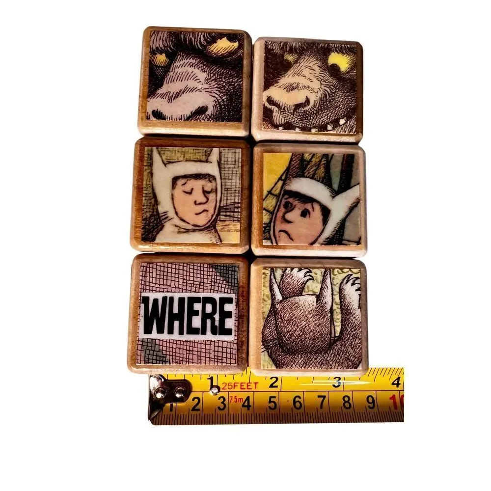 Where the Wild Things Are Wooden Blocks: Storybook Nursery Decor Set of 6